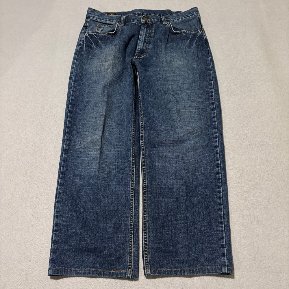 Lee Riders Union Made Mens Relaxed Wide Leg Jeans 32x26 Medium Wash Blue Denim